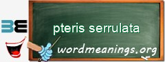 WordMeaning blackboard for pteris serrulata